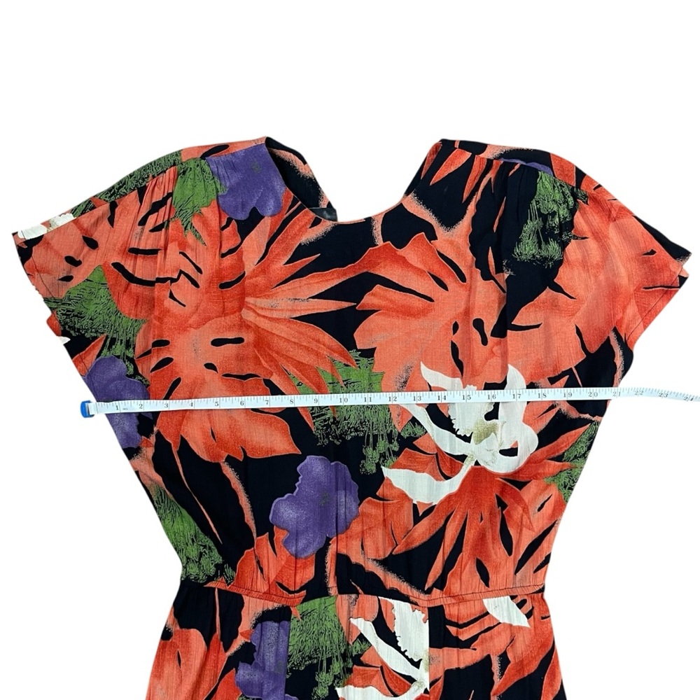 Woman’s Retro Vibrant Tropical Maxi Stretch Drop Waist Dress - Picture 5 of 8